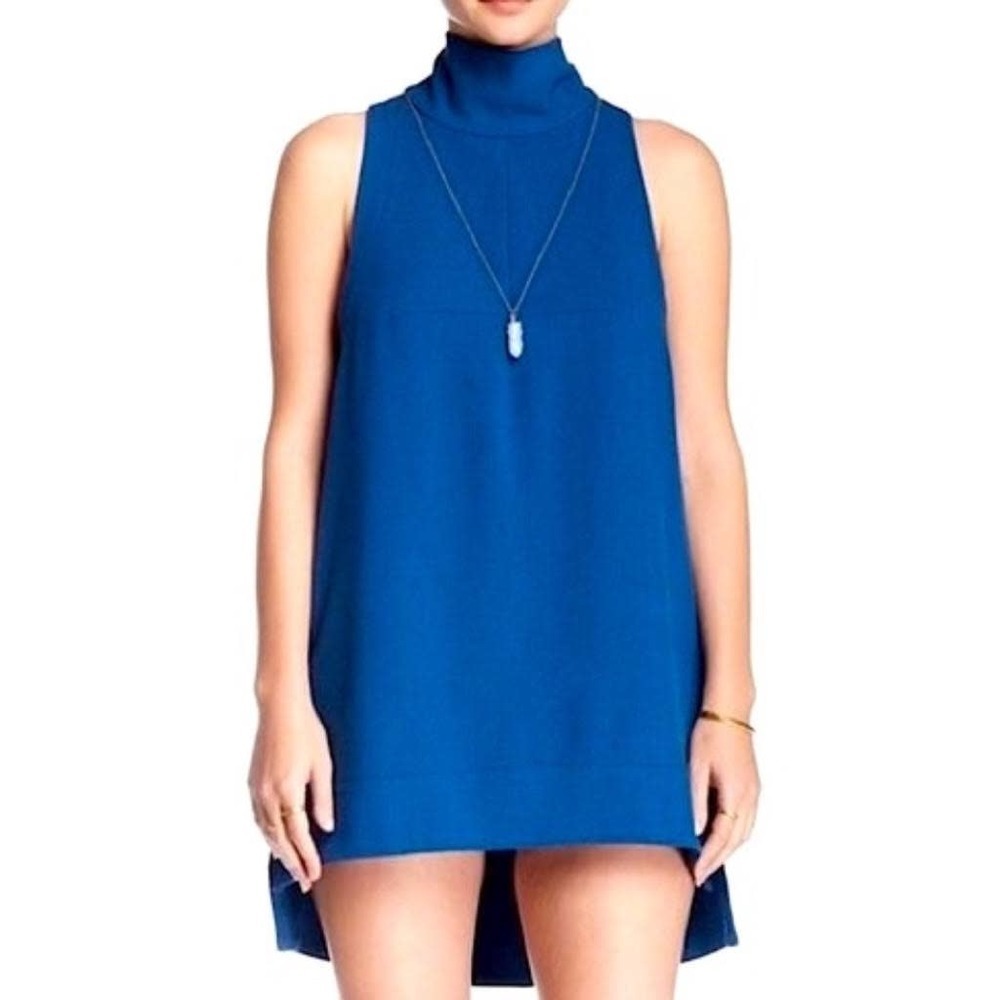Free People Womens Goldie Sapphire Mock Neck Shift Tunic Dress Size XS